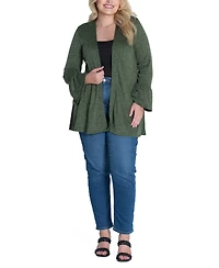 24seven Comfort Apparel Plus Bell Sleeve Open Cardigan Sweater