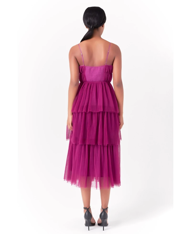 Women's Tulle Tiered Midi Dress