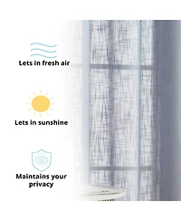 Hlc.me Abbey Faux Linen Textured Semi Sheer Privacy Sun Light Filtering Transparent Window Grommet Curtain Panels