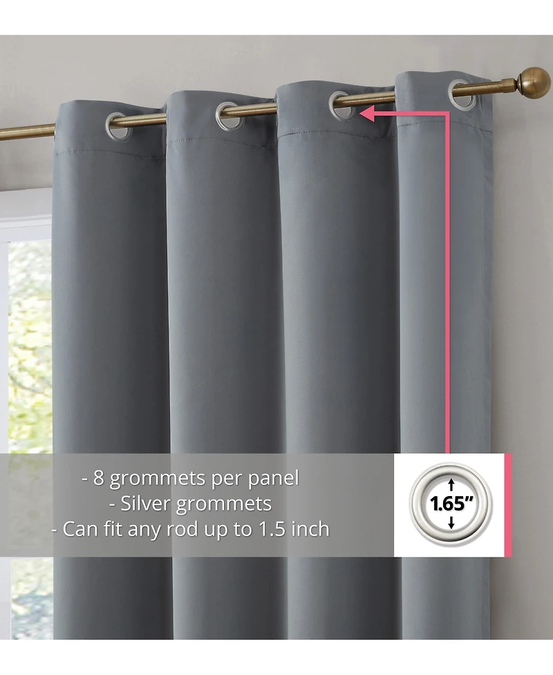 Hlc.me Dakota 100% Complete Blackout Lined Drapery with Double Layer Thermal Insulated Energy Efficient Window Curtain Grommet Panels