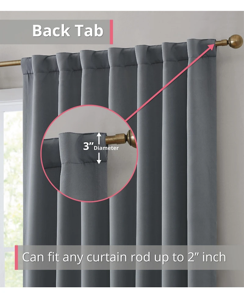 Hlc.me Hamilton 100% Complete Blackout Lined with Heavy Double Layer Thermal Insulated Energy Smart Rod Pocket Back Tab Window Curtains