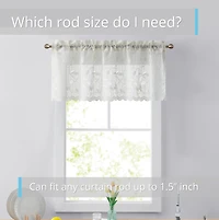 Hlc.me Joyce Lace Sheer Kitchen Curtain Valance Topper - Rod Pocket for Small Windows, Bathroom & Kitchen