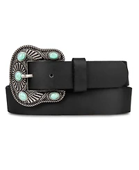 Lucky Brand Women's Turquoise Studded Western Buckle Belt