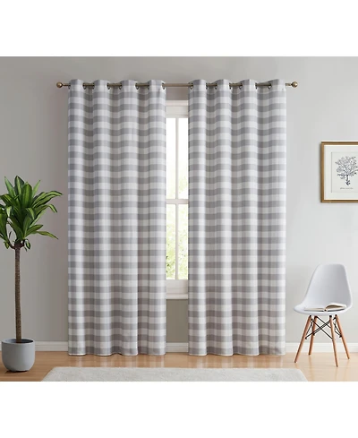 Hlc.me Hilltop Buffalo Check Textured Light Filtering Grommet Lightweight Window Curtains Drapery for Bedroom, Dining Room & Living Room