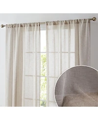 Hlc.me Penelope Faux Linen Textured Semi Sheer Privacy Sun Light Filtering Transparent Window Rod Pocket Thick Curtain Panels