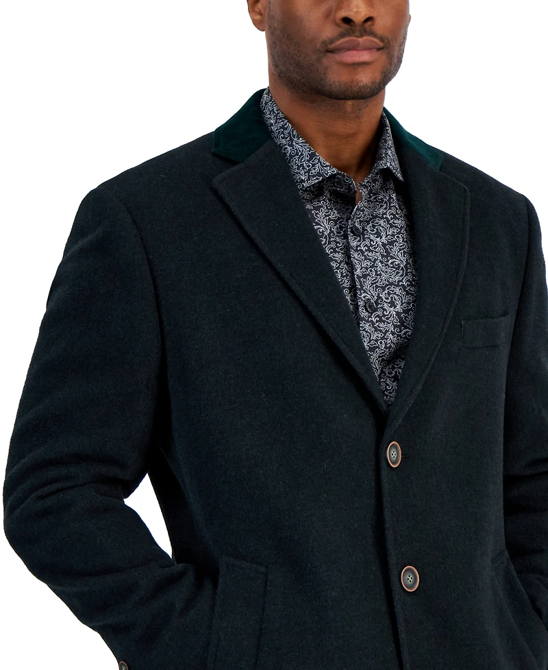 Tallia Men's Three-Button Wool Blend Overcoat