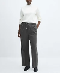 Mango Women's Elastic Waist Wideleg Pants