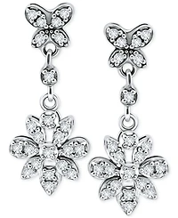 Giani Bernini Cubic Zirconia Flower Drop Earrings in Sterling Silver, Created for Macy's