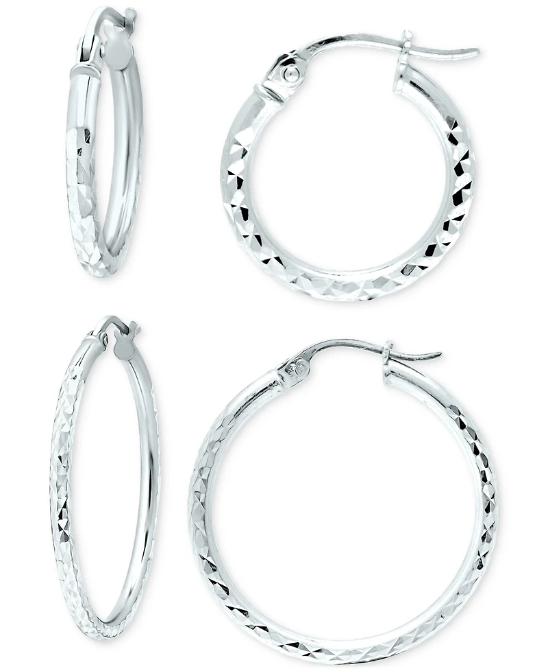 2-Pc. Set Textured Small Hoop Earrings, Created for Macy's