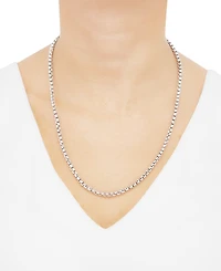 Rounded Box Link 22" Chain Necklace (4mm) in Sterling Silver
