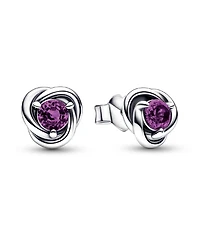 Pandora February Purple Eternity Circle Stud Earrings