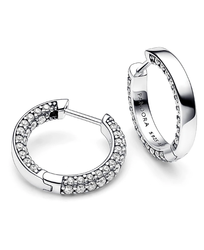 Pandora Timeless Pave Single-Row Hoop Earrings