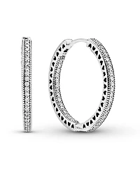 Pandora Sparkle and Hearts Hoop Earrings