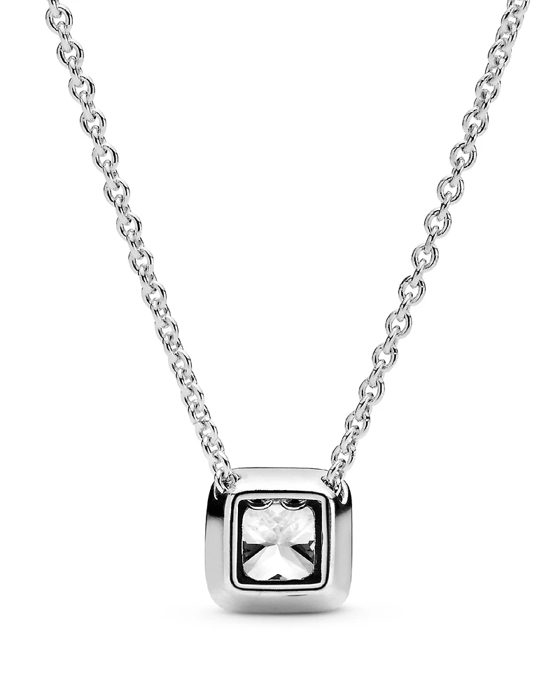 Pandora Timeless Sterling Silver Square Sparkle Cubic Zirconia Halo Necklace