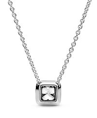 Pandora Timeless Sterling Silver Square Sparkle Cubic Zirconia Halo Necklace