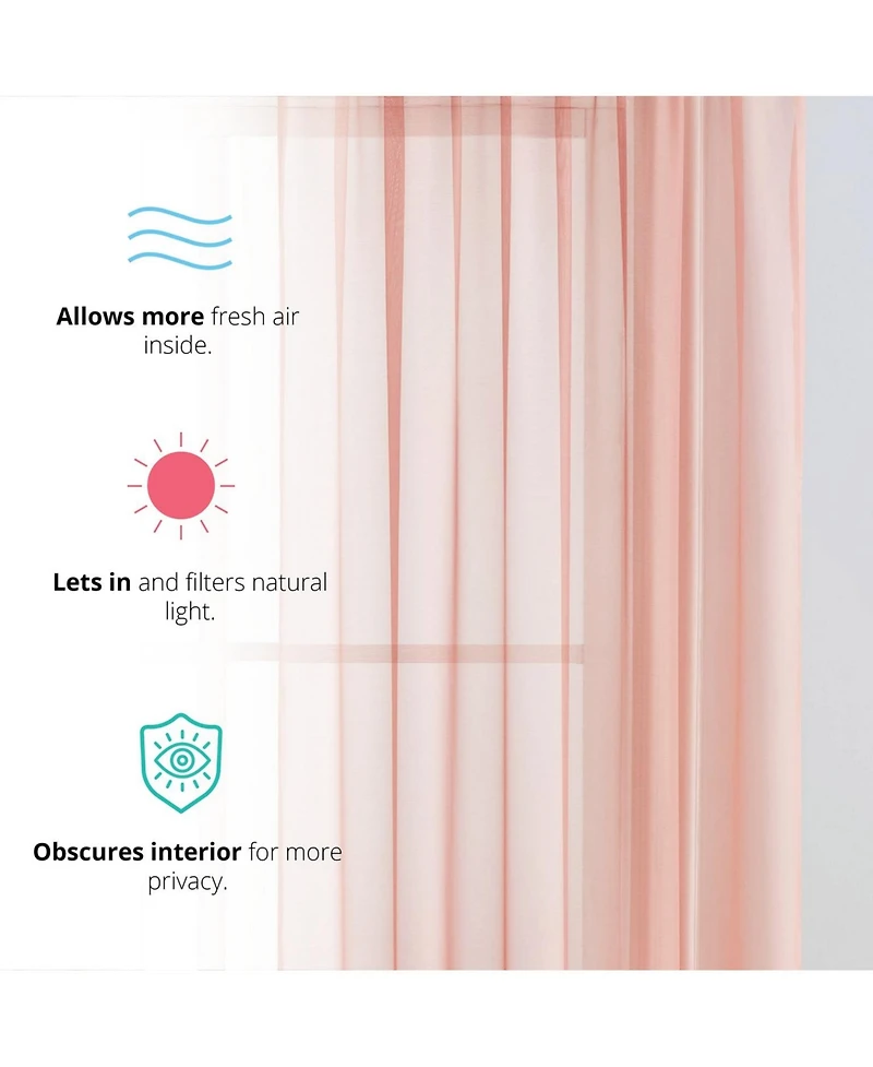 Hlc.me 2 Pack Sheer Voile Window Curtain Sheer Panels
