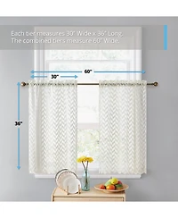 Hlc.me Herringbone Lace Sheer Kitchen Cafe Curtain Tiers for Small Windows & Bathroom