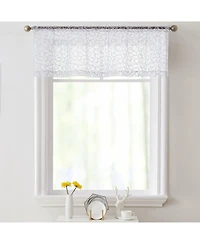 Hlc.me Audrey Embroidered Sheer Voile Window Curtain Rod Pocket Valance for Kitchen, Bedroom, Small Windows and Bathroom