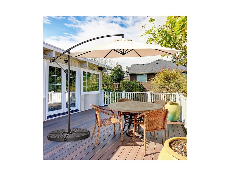 Slickblue Offset Cantilever Umbrella with 8 Ribs and Cross Base for Patio Shade