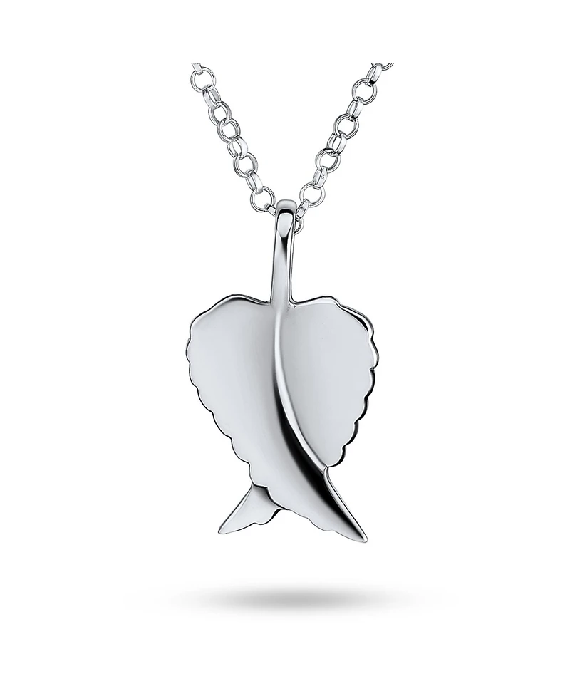 Bling Jewelry Amulet Feathered Heart Guardian Angel Wing Pendant Necklace Sterling Silver Small
