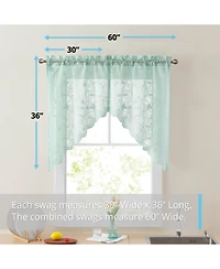 Hlc.me Joyce Semi Sheer Kitchen Swag Curtain Panels - Rod Pocket for Small Windows, Kitchen & Bathroom - 30 W x 36 L (Pair)