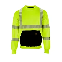 RefrigiWear Men's HiVis Crewneck Sweatshirt - High Visibility Work Pullover, Warm Safety