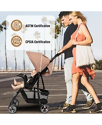 Toddler Travel Stroller for Airplane with Adjustable Backrest and Canopy