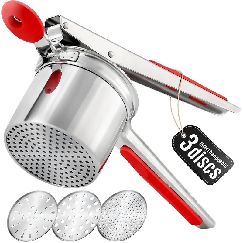 Zulay Kitchen Potato Ricer with 3 Interchangeable Discs