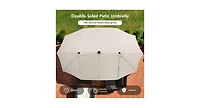 Slickblue 15 Ft Solar Led Patio Double-sided Umbrella Market with Weight Base