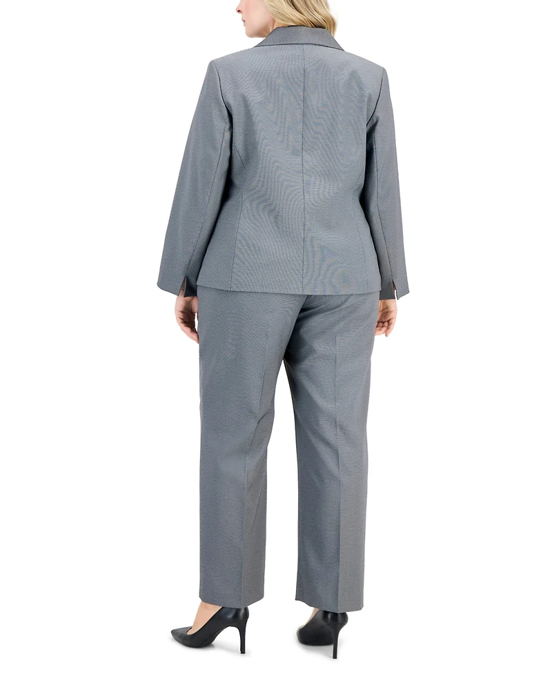 Le Suit Plus Size Shawl-Collar Single-Button Pantsuit Set