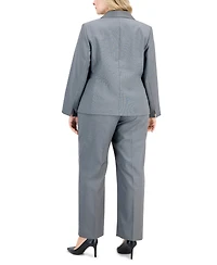 Le Suit Plus Size Shawl-Collar Single-Button Pantsuit Set