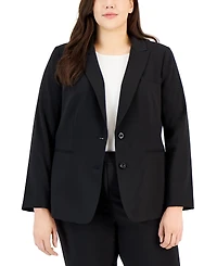 Tahari Asl Plus Peak-Lapel Button-Front Blazer