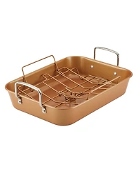 Ayesha Curry Bakeware Nonstick 11" x 15" Roaster with Convertible Rack
