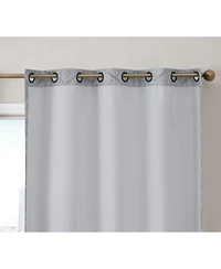 Hlc.me Versailles Lattice Flocked 100% Complete Blackout Thermal Insulated Window Curtain Grommet Panels, Energy Savings & Soundproof