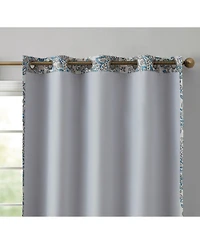 Hlc.me Amalfi Paisley Faux Silk 100% Blackout Room Darkening Thermal Lined Curtain Grommet Panels for Bedroom