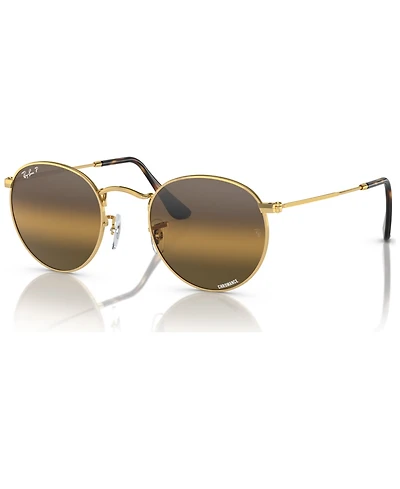 Ray-Ban Men's Round Metal Chromance Polarized Sunglasses, Mirror Gradient RB3447