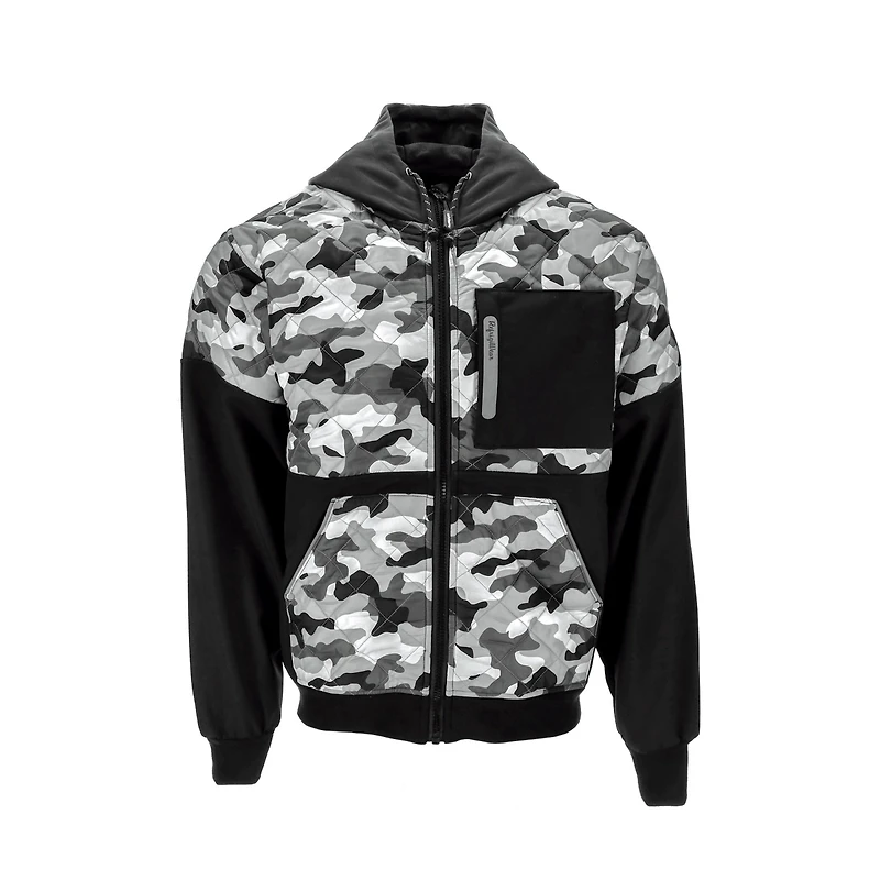 RefrigiWear Big & Tall Camo Diamond Quilted Hooded Jacket Camouflage Winter Coat, Insulated Outdoor Gear