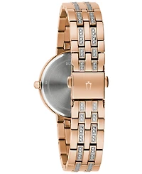 Bulova Women's Classic Crystal Rose Gold-Tone Bracelet Watch Box Set 30mm