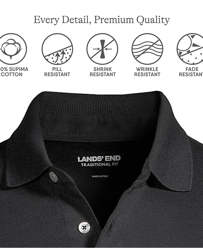 Lands' End Big & Tall Long Sleeve Super Soft Supima Polo Shirt