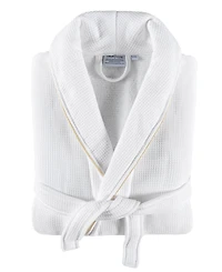 Linum Home Unisex Waffle Weave Terry 100% Turkish Cotton Bathrobe with Satin Piped Trim