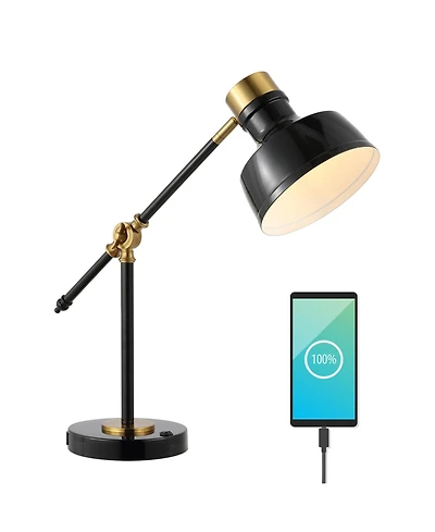 Jonathan Y Allegra Classic Farmhouse Adjustable Cantilever Led Task Lamp with Usb Charging Port