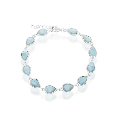 Sterling Silver Pear-Shaped Larimar Linked Bracelet