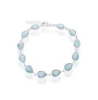 Sterling Silver Pear-Shaped Larimar Linked Bracelet