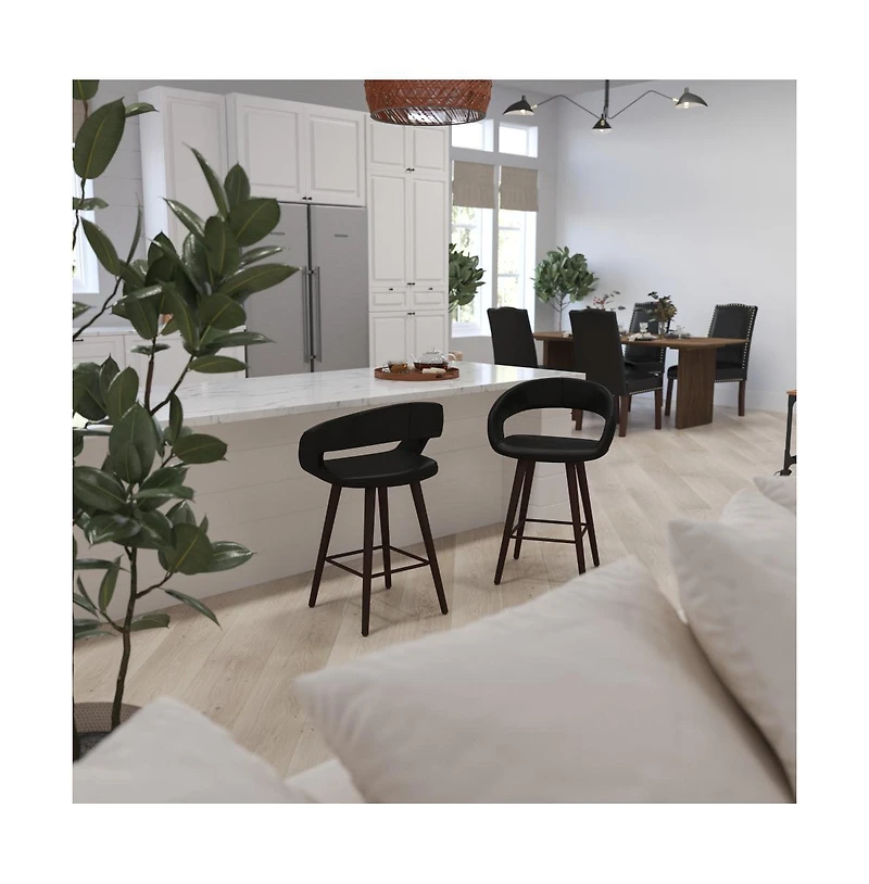 Plath 24 Inch Cappuccino Ultramodern Bar Counter Stool With Upholstered Seat