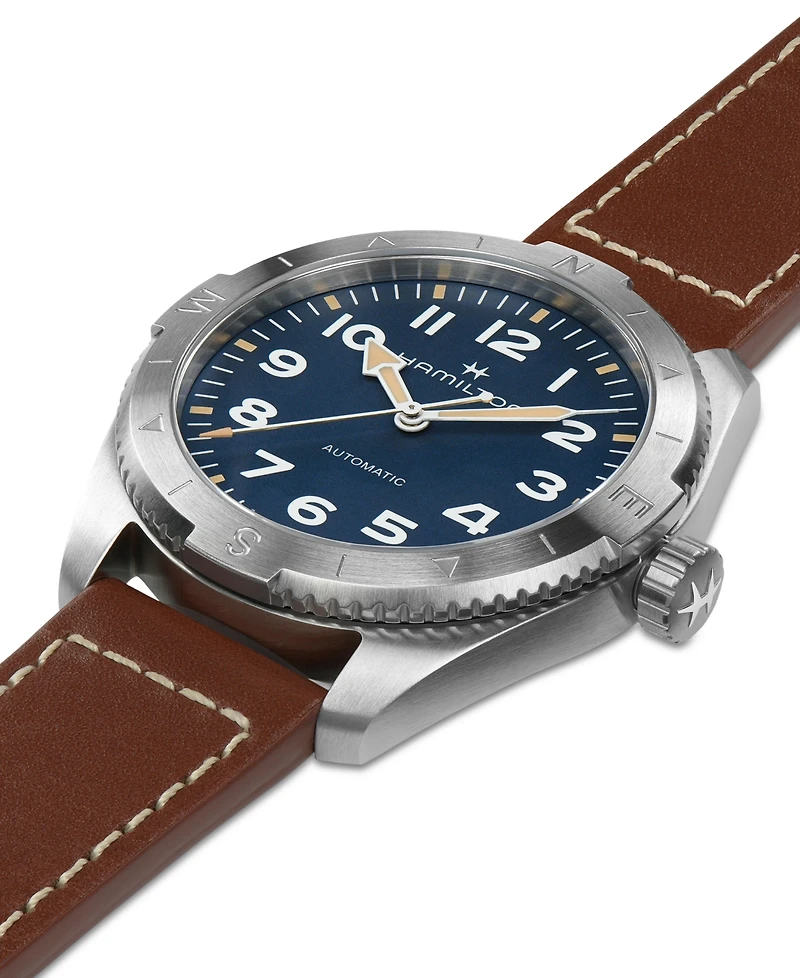 Hamilton Men's Swiss Automatic Khaki Field Expedition Leather Strap Watch 41mm