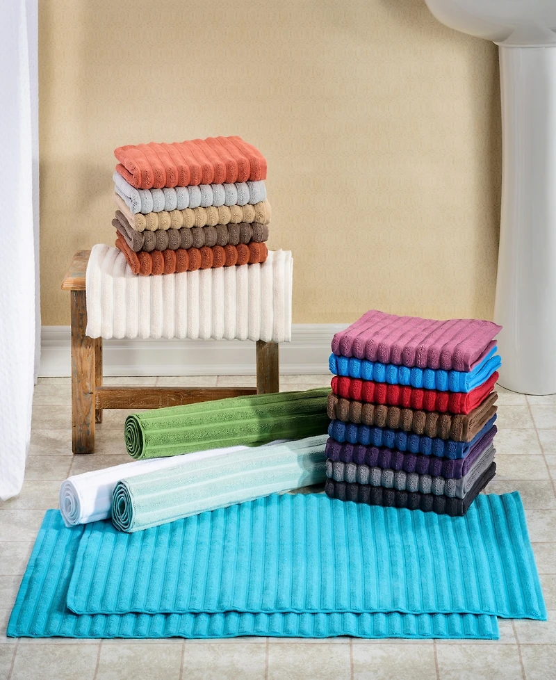 Superior Cotton Textured Stripes 2-Pc. Bath Rug Set