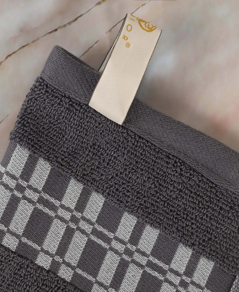 Superior Larissa Geometric Embroidered Jacquard Border Cotton -Pc. Bath Towel Set