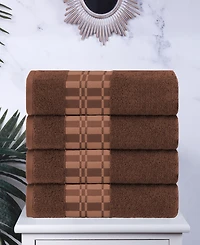 Superior Larissa Geometric Embroidered Jacquard Border Cotton -Pc. Bath Towel Set