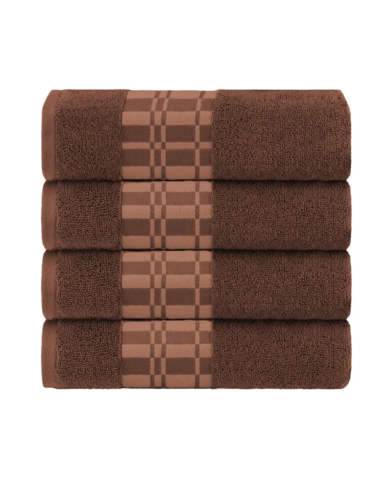 Superior Larissa Geometric Embroidered Jacquard Border Cotton -Pc. Bath Towel Set