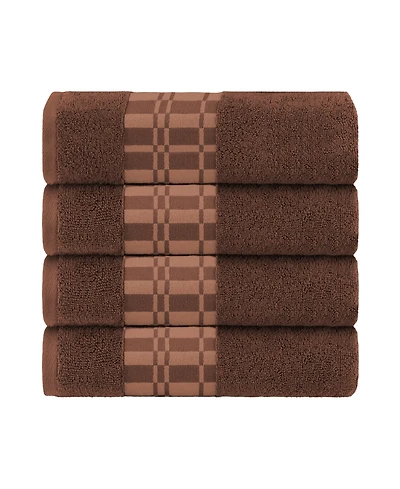 Superior Larissa Geometric Embroidered Jacquard Border Cotton -Pc. Bath Towel Set